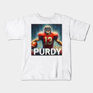 Brock Purdy Oil paint American football Kids T-Shirt